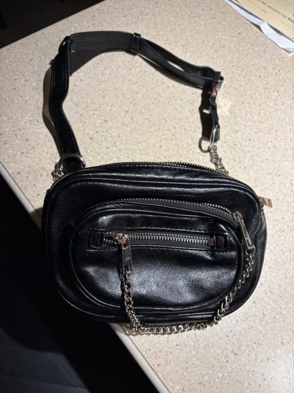 Zara Black Mini Crossbody Bag with Chain Strap